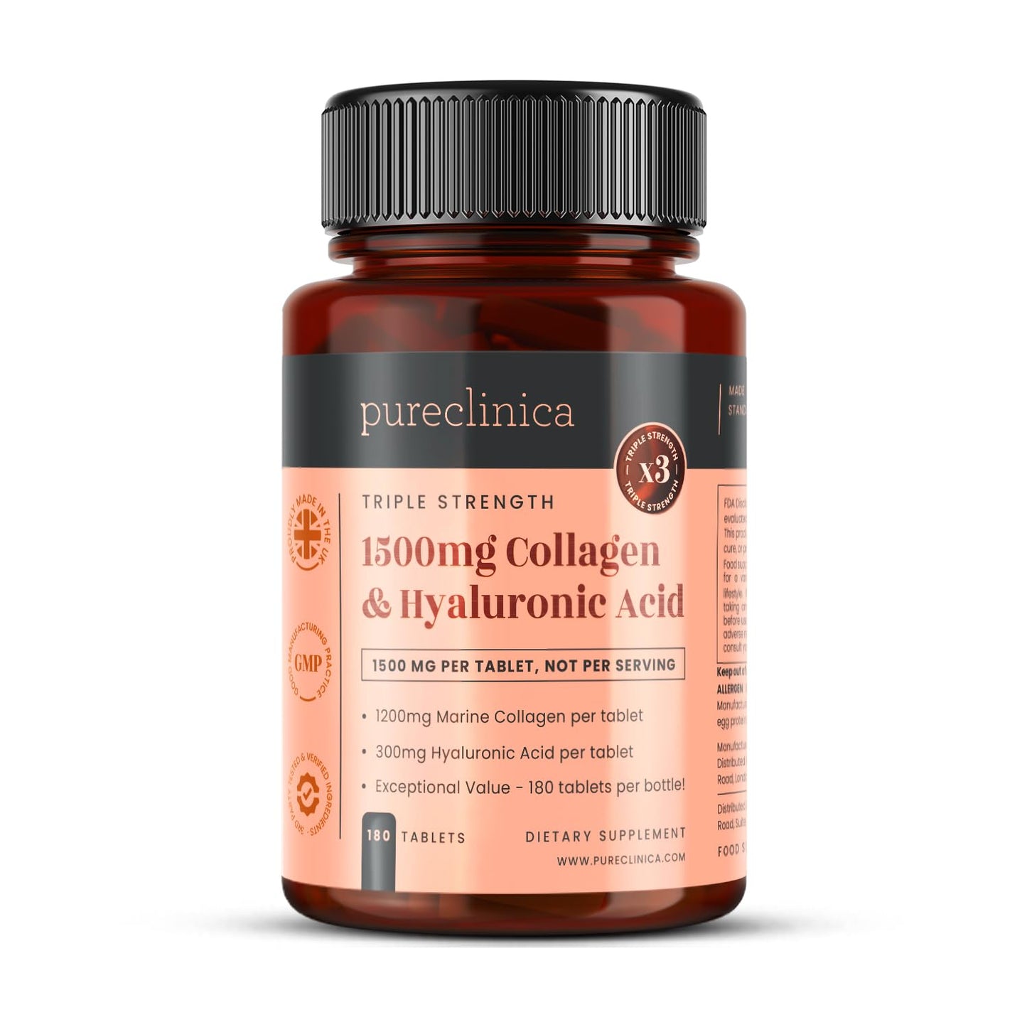 PureClinica UltraColl Collagen with Hyaluronic Acid 180 Tablets