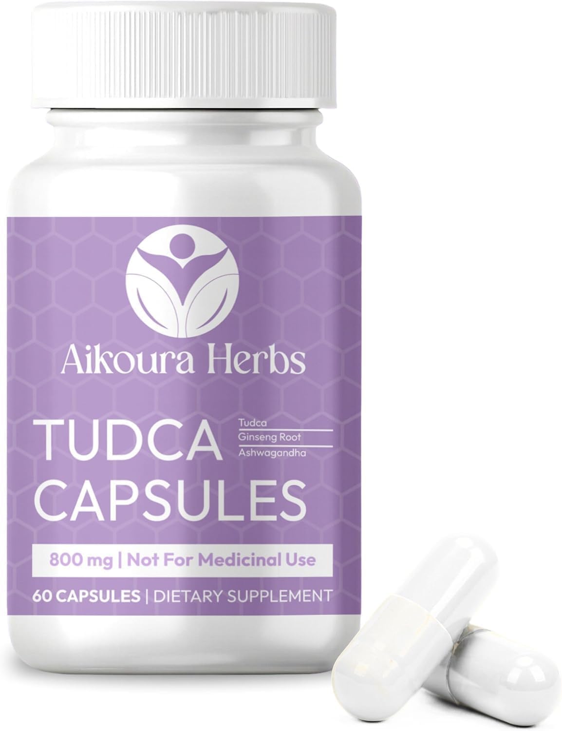 AIKOURA HERBS TUDCA 800mg Liver & Gallbladder Support Supplement Capsules, 60 Vegan Capsules