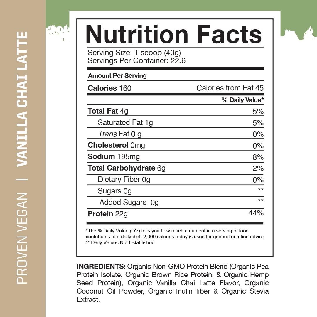 Gaspari Nutrition Proven Vegan Protein Powder Vanilla Chai Latte, 32 Servings