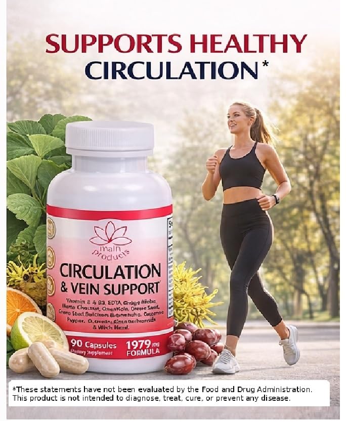 Main Products Circulation & Vein Support Supplement Capsule, 90 Capsules