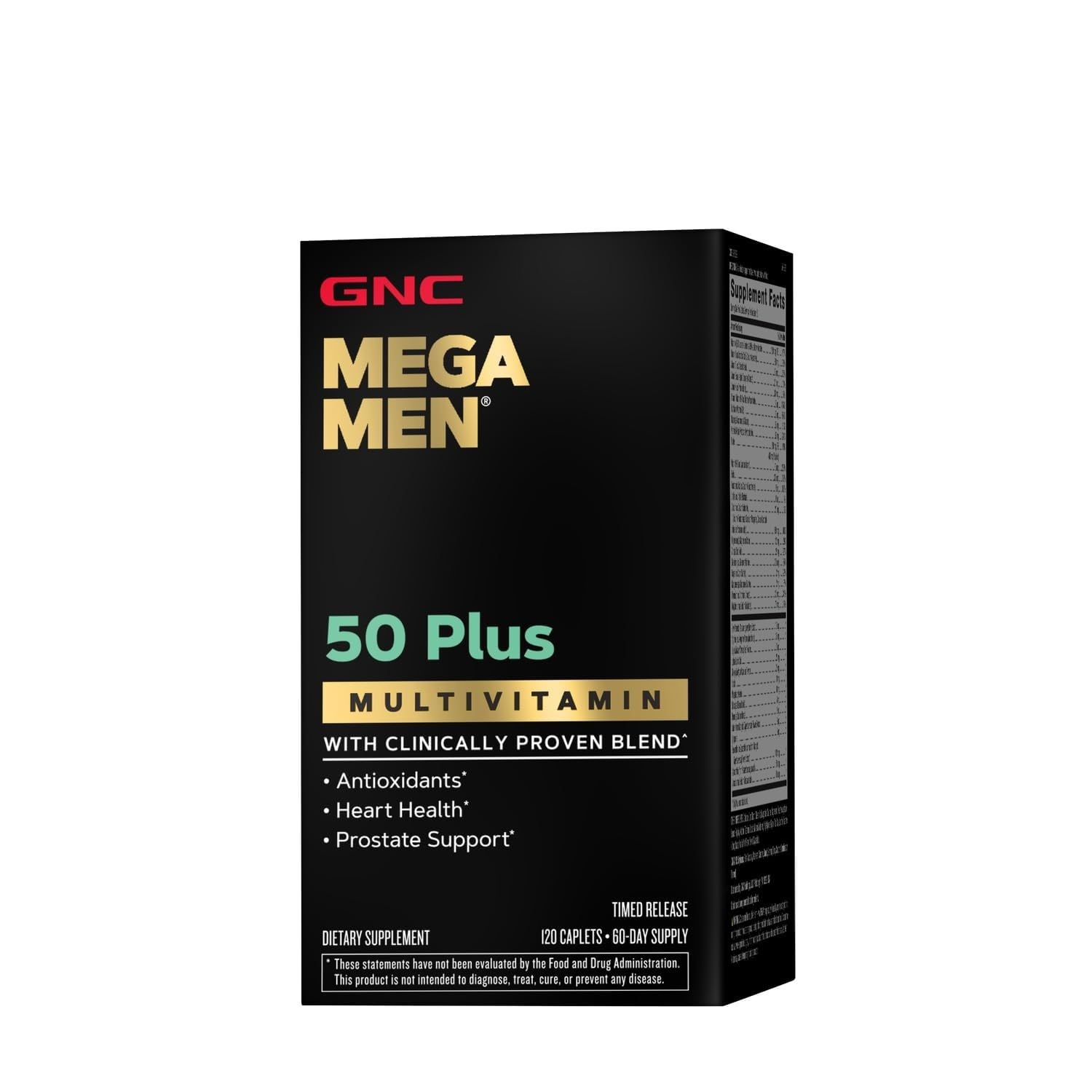 GNC Mega Men 50 Plus Multivitamin for Men Caplets, 120 Count