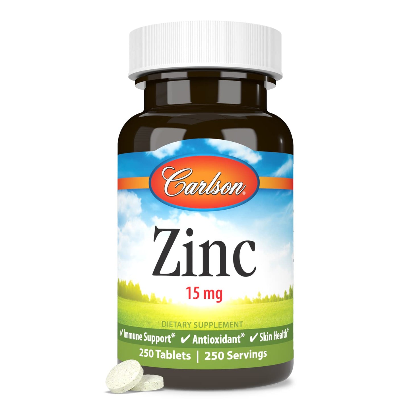 Carlson Zinc 15 mg – Zinc Gluconate Supplement for Immune Support & Skin Health – Antioxidant Zinc Softgels 250 Count