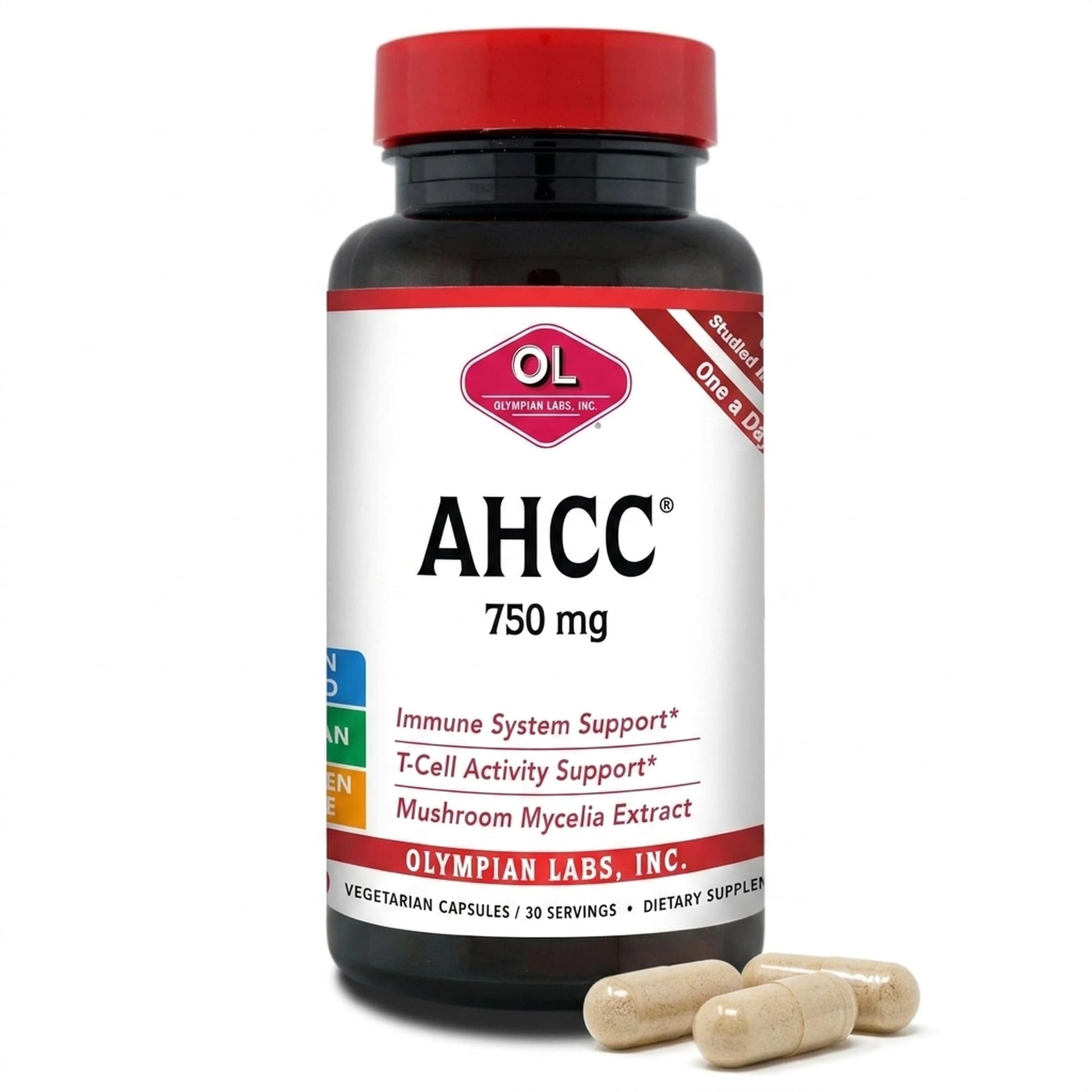 Olympian Labs Premium AHCC Supplement 750mg Capsule, 30 Count