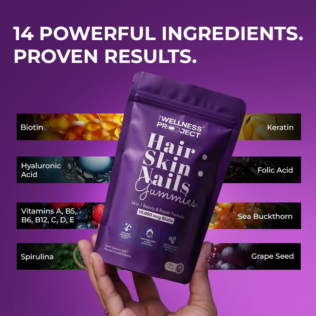 The Wellness Project 14-in-1 Hair, Skin & Nails Gummies, 30 Gummies
