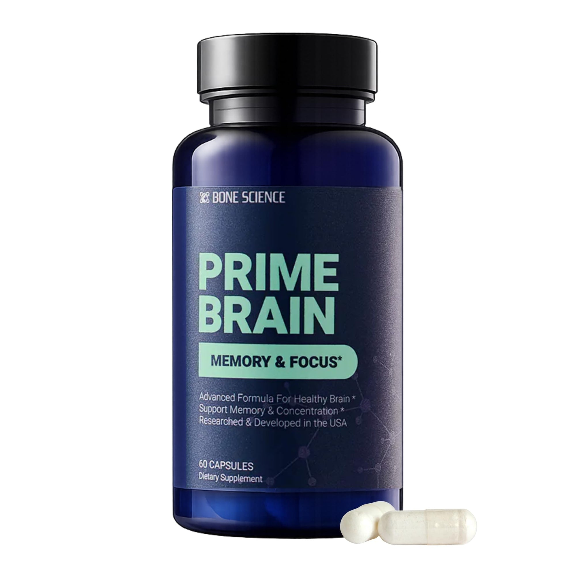 BONE SCIENCE Prime Brain Memory & Focus Support Supplement 60 Capsules