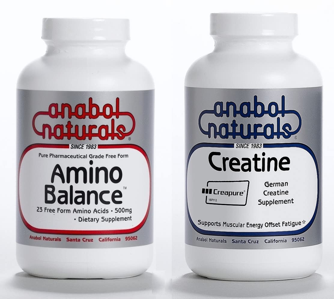 Anabol Naturals Energy Stack: Amino Balance 500 g Pure Powder & Creapure Creatine 500 g Pure Powder, 35