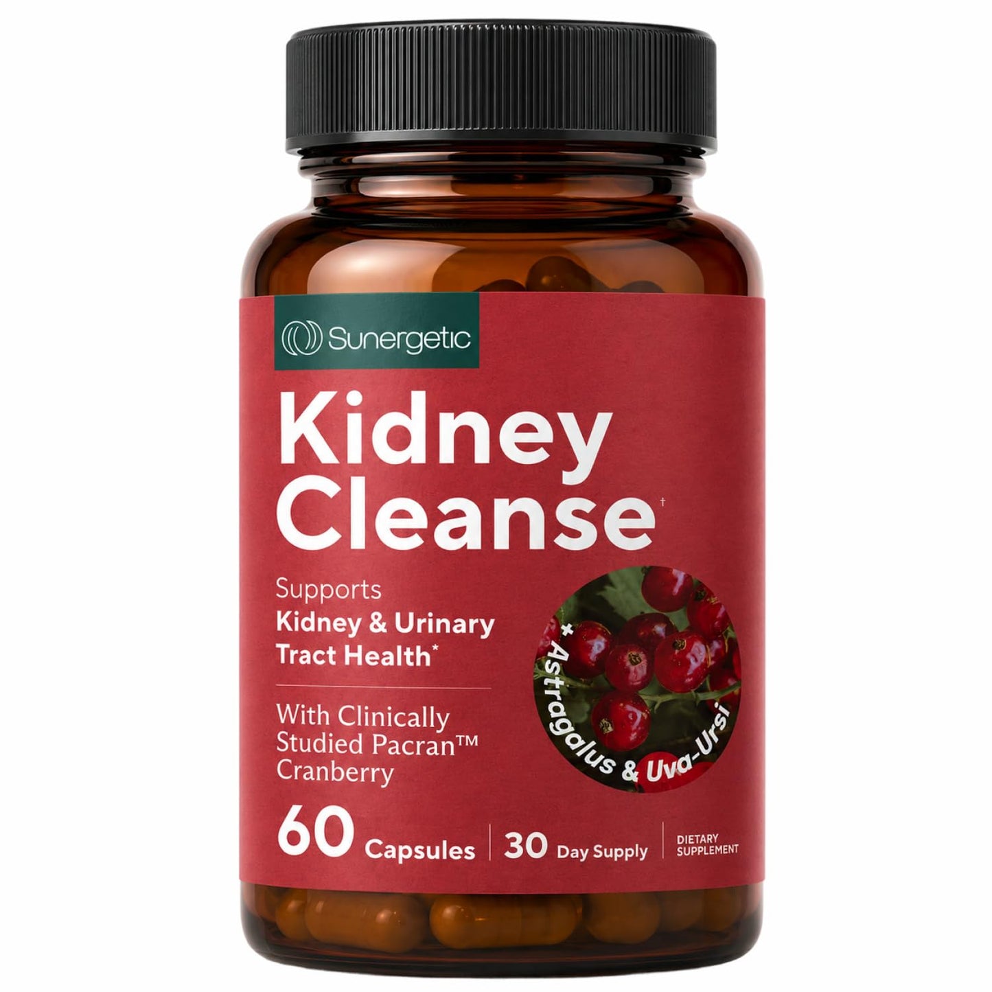 Sunergetic Kidney Cleanse & Detox Support with Cranberry 60 Vegetarian Capsules