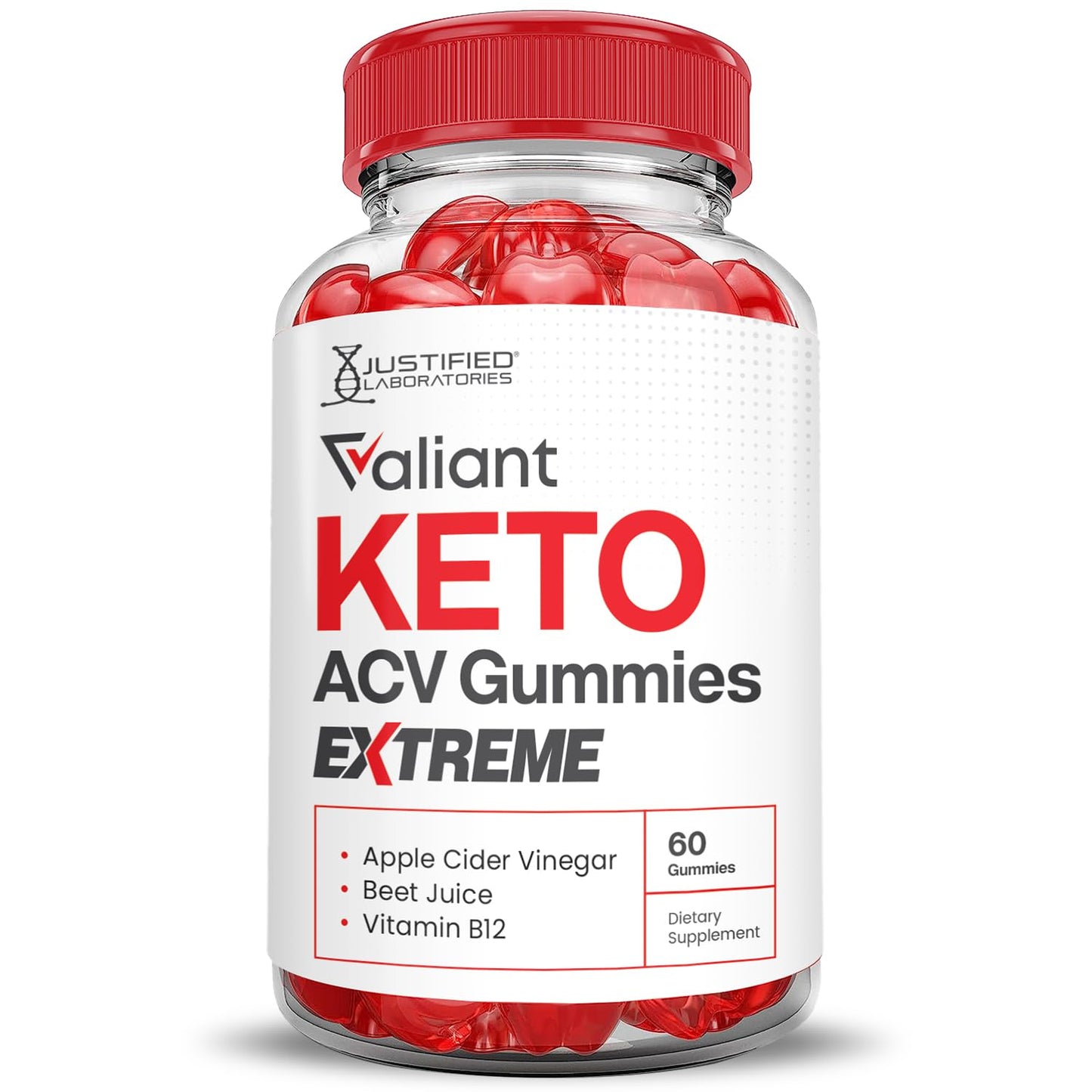 Justified Laboratories Valiant Keto ACV Gummies Extreme 2000MG 60 Count