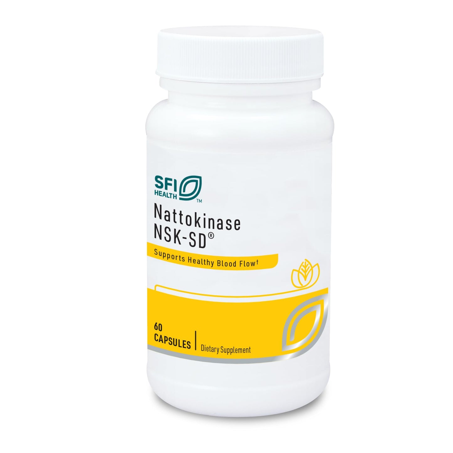 SFI Health Klaire Labs Nattokinase NSK-SD Proteolytic Enzyme for Cardiovascular Support, Dairy & Gluten-Free, 60 Capsules