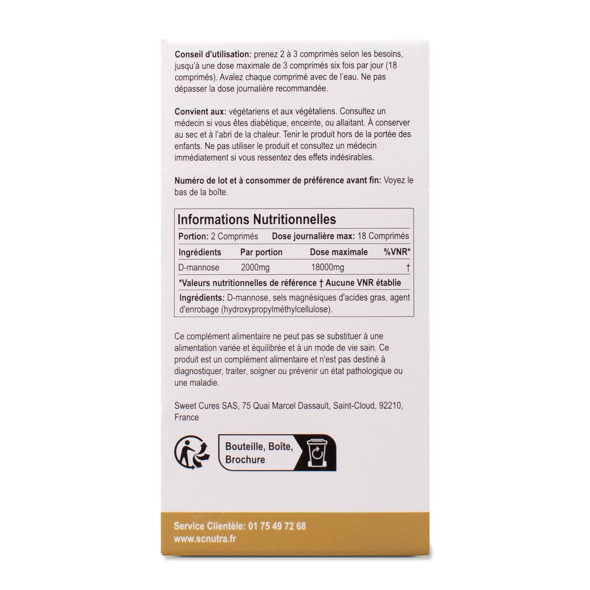 sc nutra Waterfall D-Mannose 1000mg Capsules 90 Capsules
