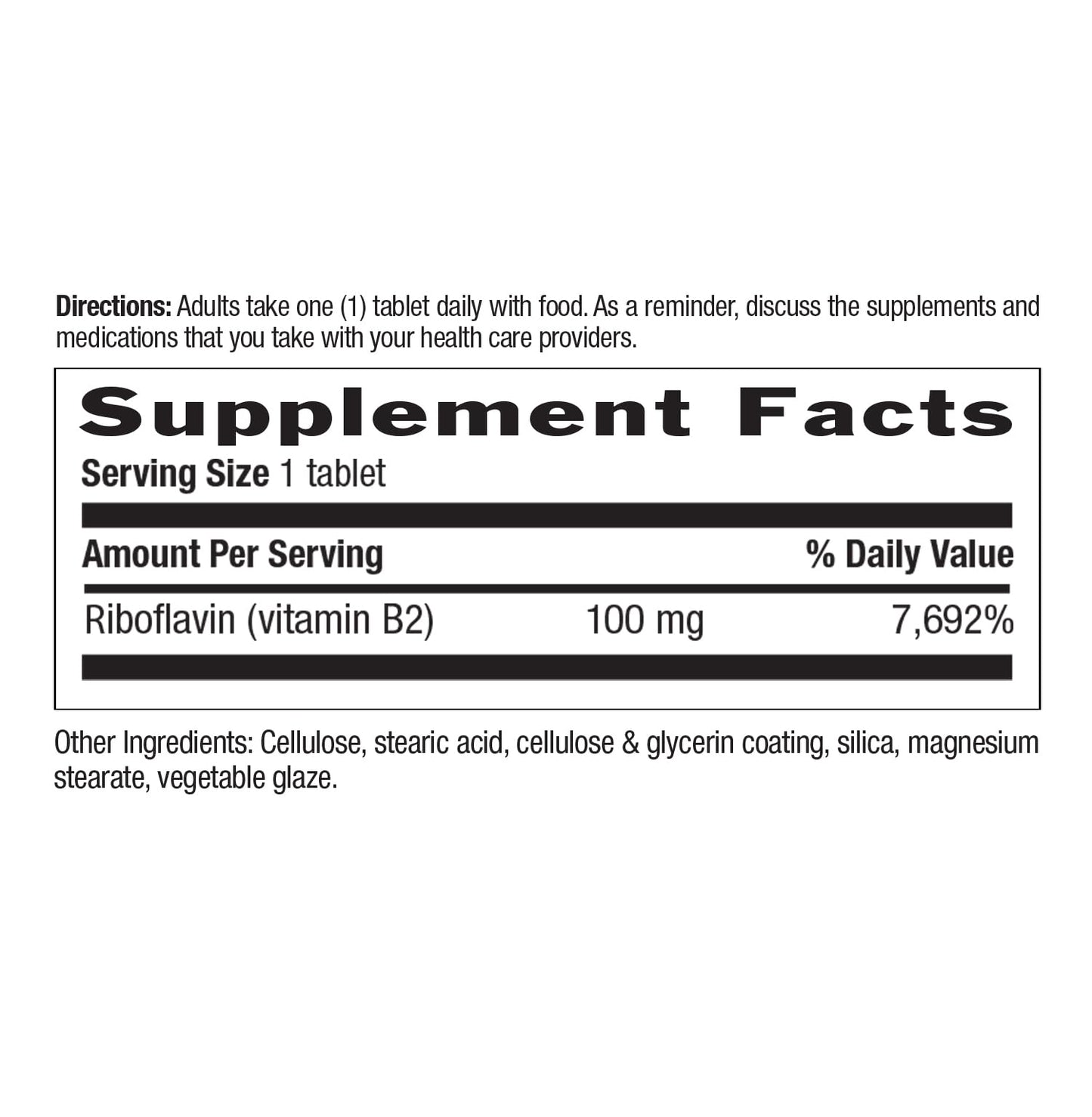 Country Life Vitamin B2 100mg Riboflavin Supplement Tablet, 100 Count