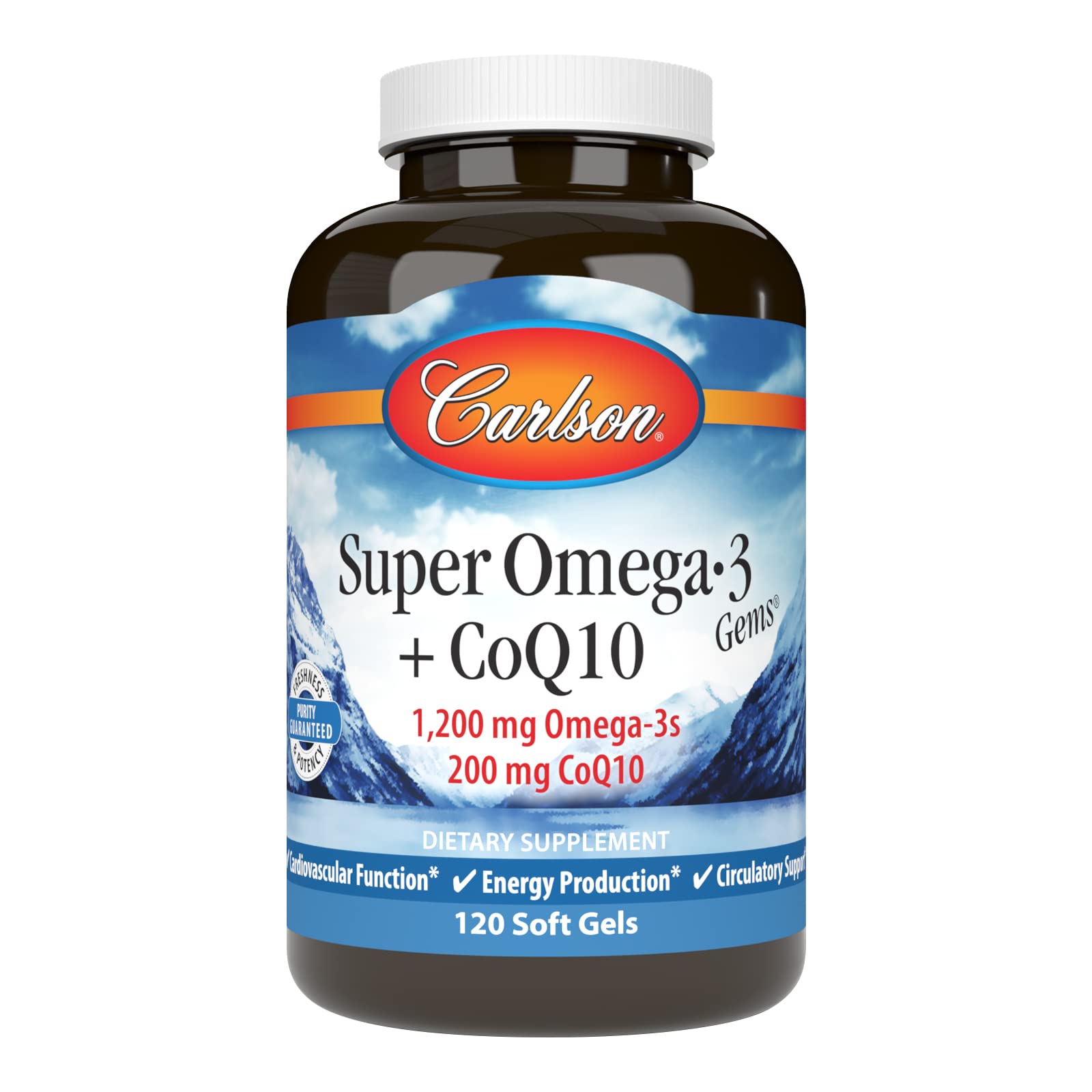 Carlson Super Omega-3 Gems + CoQ10 Softgels, 120 Softgels