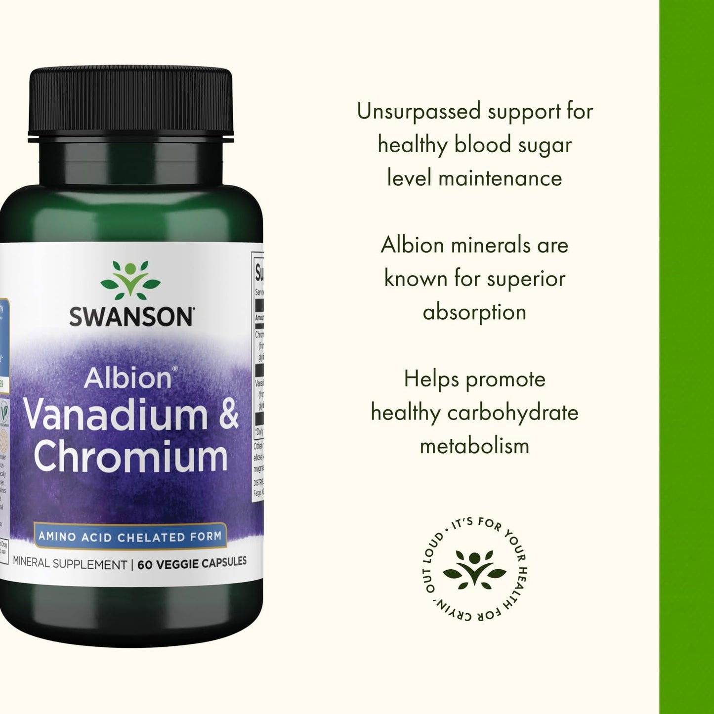 Swanson Albion Chelated Vanadium and Chromium 60 Capsules