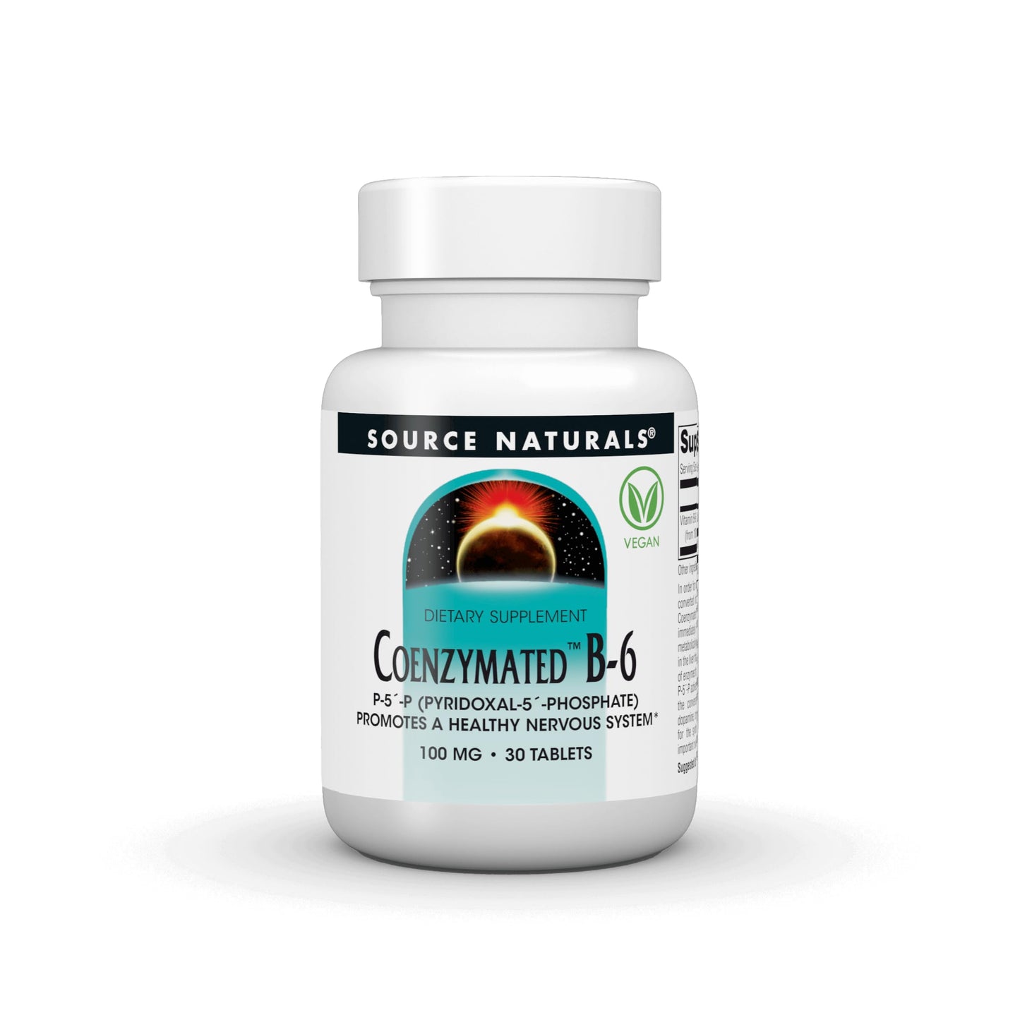 Source Naturals Coenzymated B-6, P-5´-P (Pyridoxal-5'-Phosphate) 100 mg Tablet, 30 Tablets