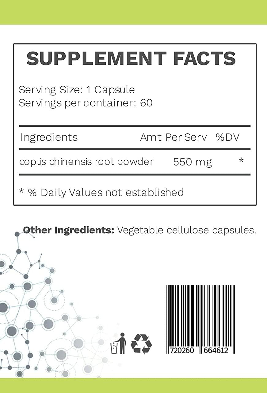AMG Naturals Chinese Coptis (Coptis chinensis) Capsules, 60 Count