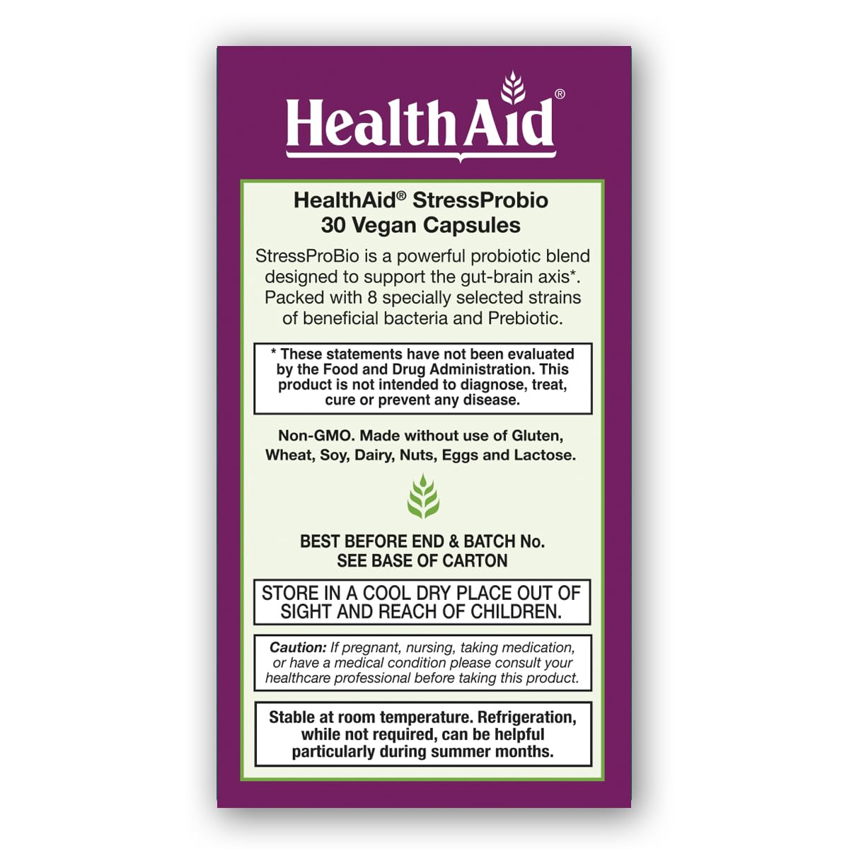 HealthAid StressProbio Gut-Brain Probiotic Capsule 30 Count