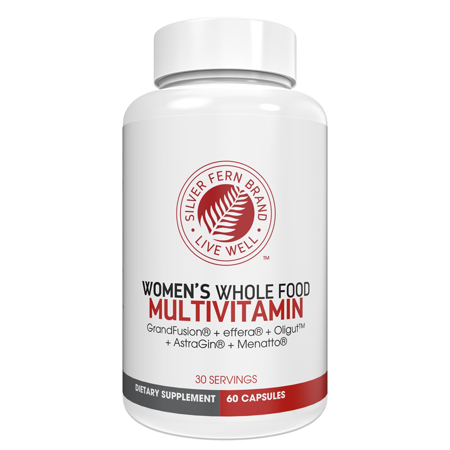 Silver Fern Women’s Whole Food Multivitamin – Daily Vitamin & Mineral Supplement with GrandFusion®, Oligut™, Effera®, AstraGin® & Menatto® K2 Capsule 1 Count
