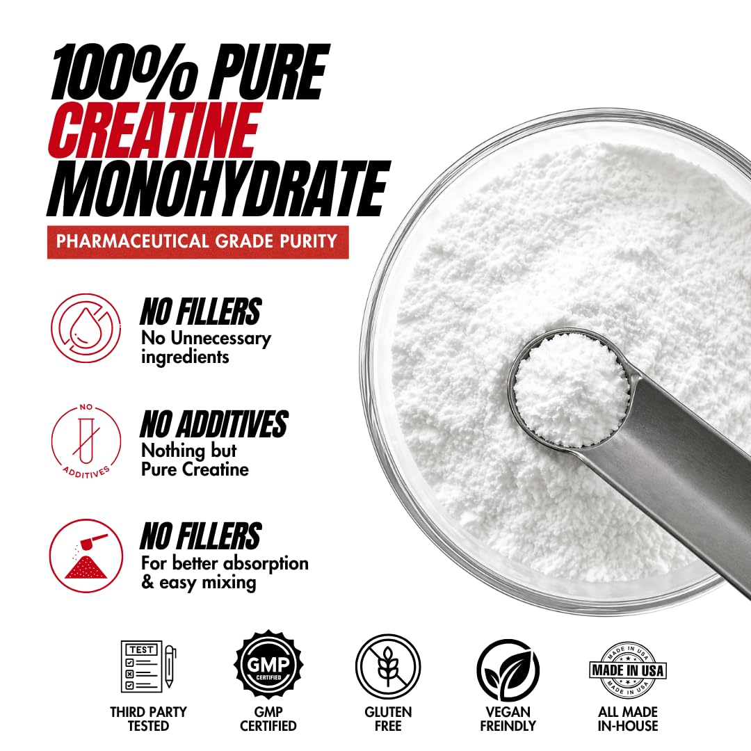 Metabolic Nutrition Creatine Monohydrate Powder, Unflavored, 100g (20 Servings)