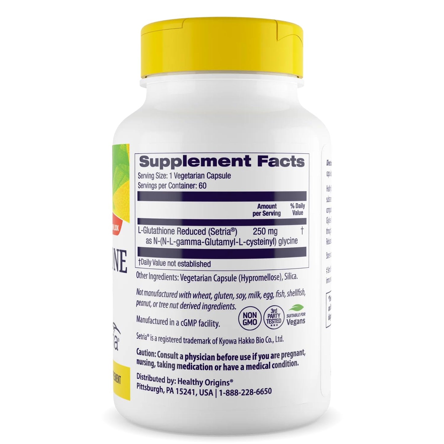 Healthy Origins Setria L-Glutathione 250 mg Capsules, 60 Count