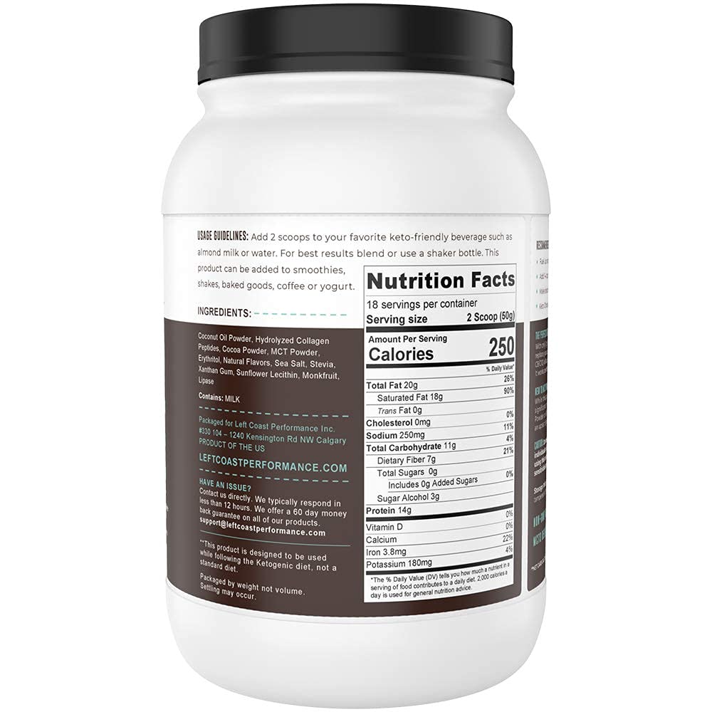 Left Coast Performance Keto Meal Replacement Shakes Powder 32