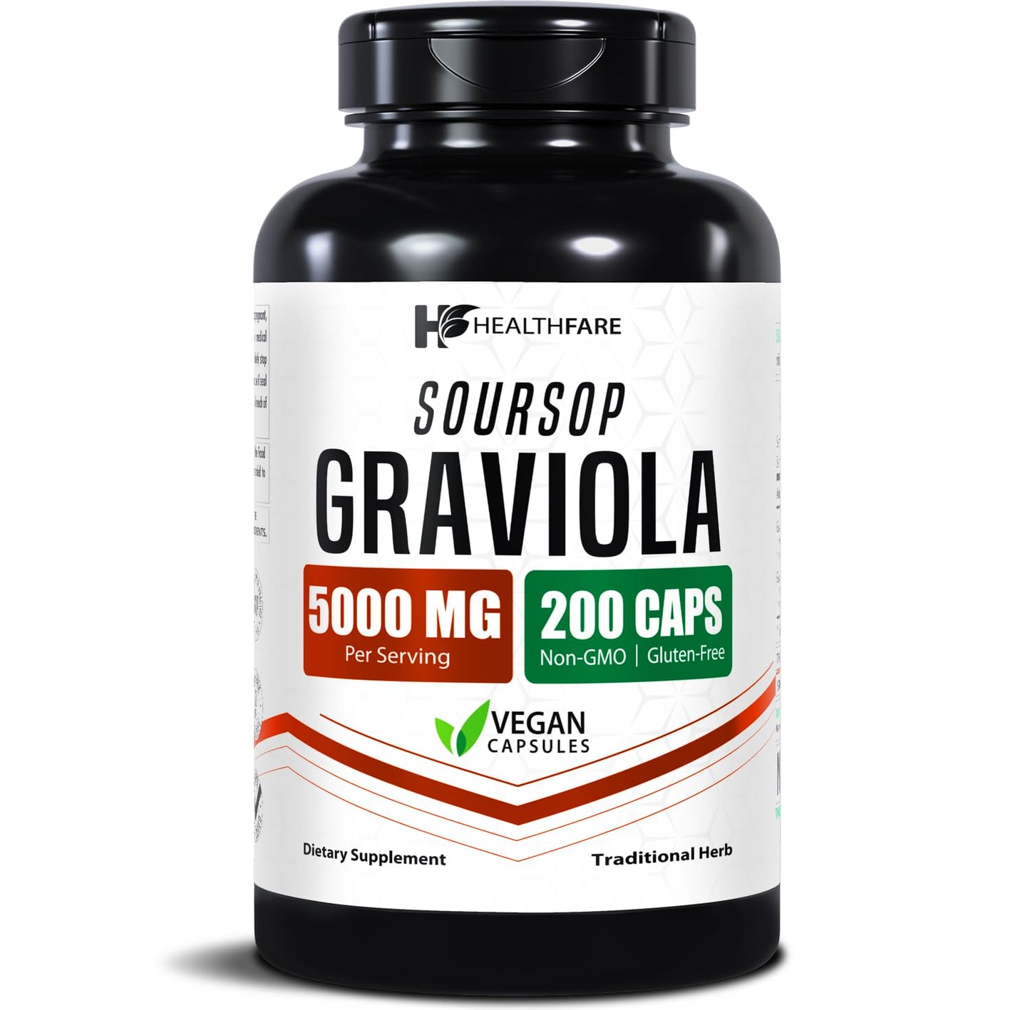 Healthfare Graviola Soursop Extract 5000mg, 200 Vegan Capsules