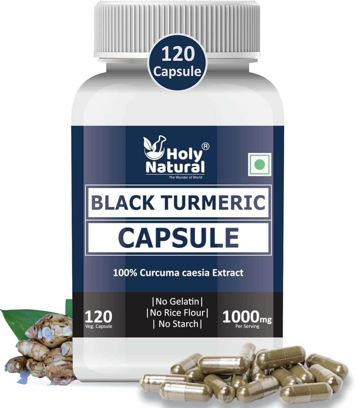 Generic Black Turmeric Capsules, 500 mg per Capsule, 120 Count