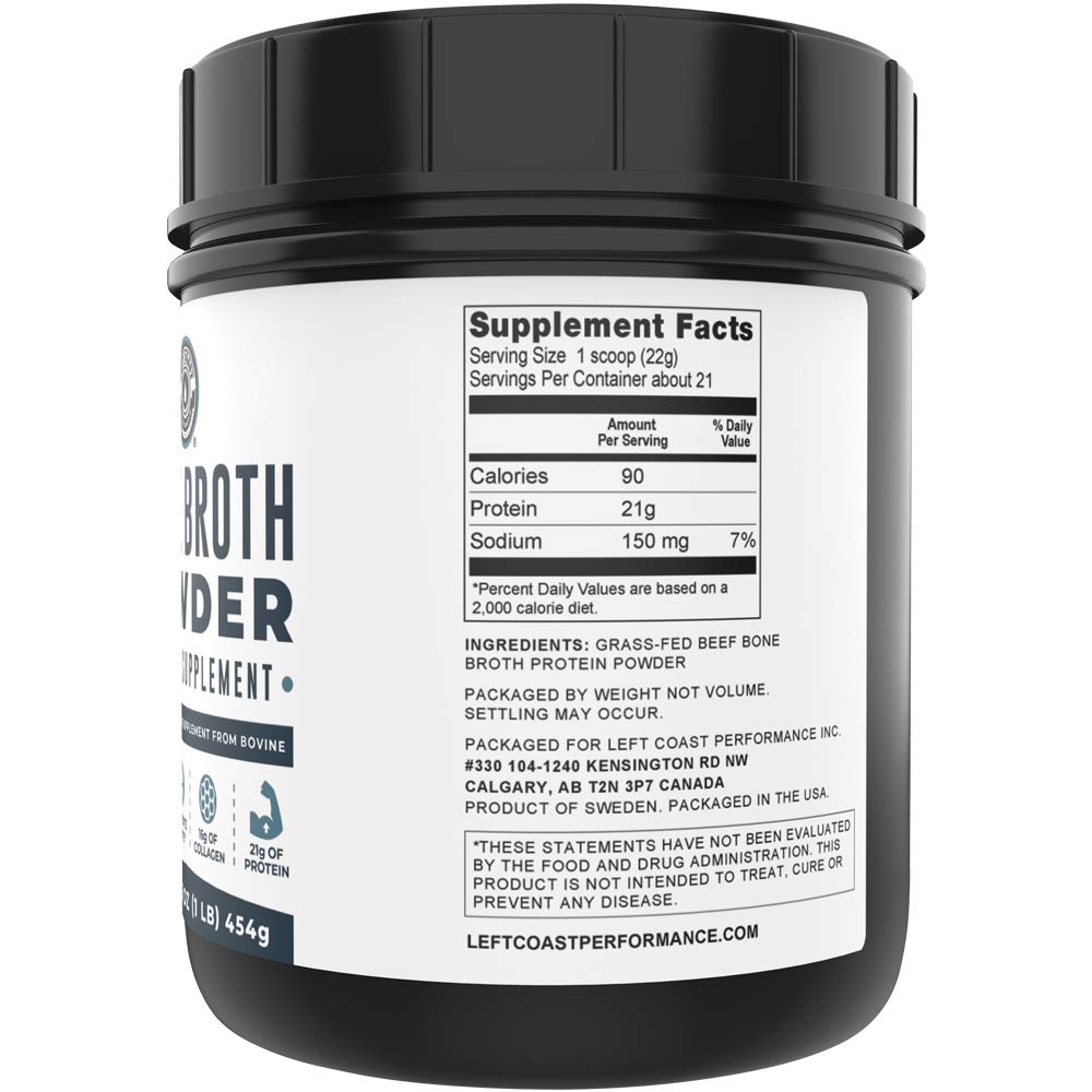 Left Coast Performance Pure Bone Broth and Multi Collagen Powder for Joint, Hair, Skin, and Nails Support, 2-Pack