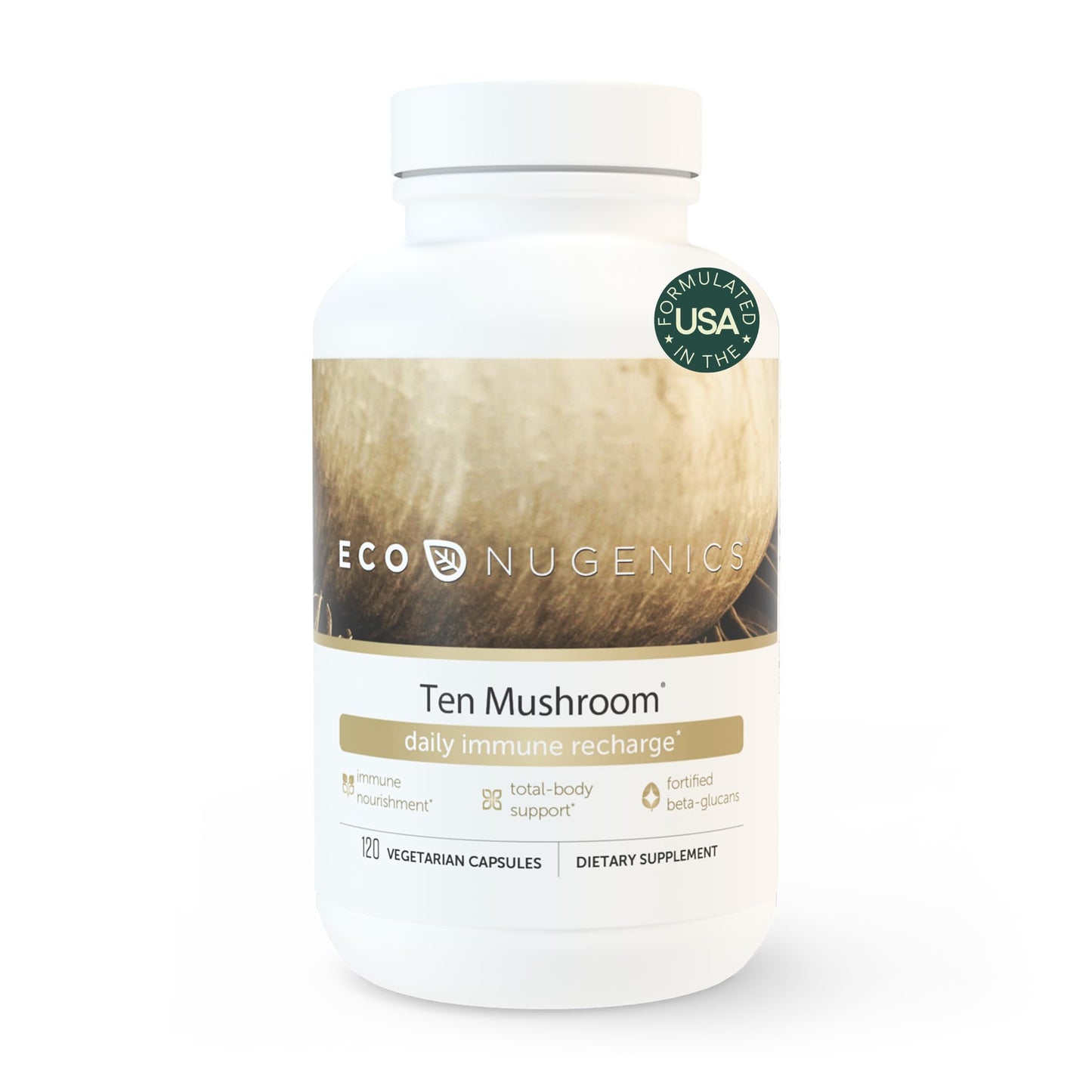 EcoNugenics Ten Mushroom Supplement: Daily Immune Support, 120 capsules