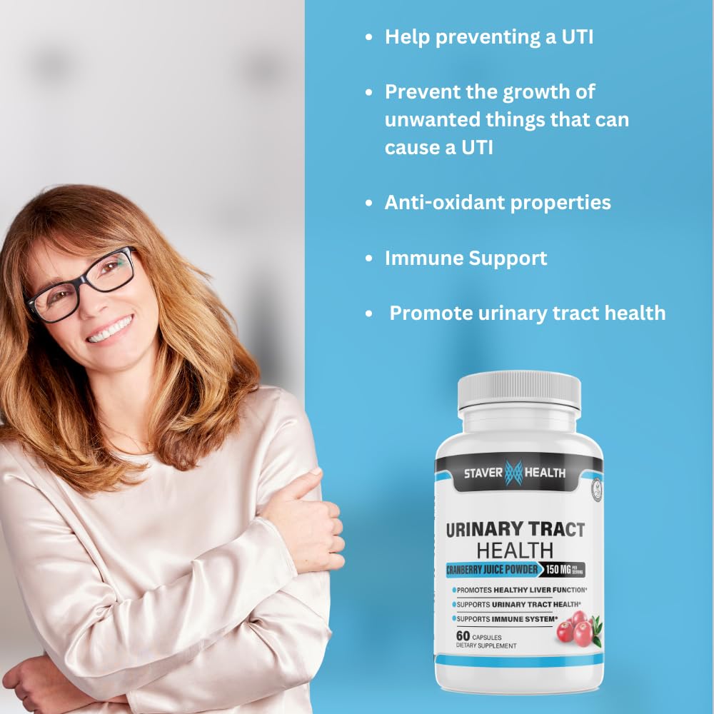 Staver Health Cranberry Urinary Tract Health D Mannose 1000mg Capsules, Dandelion Herb, 60 Capsules