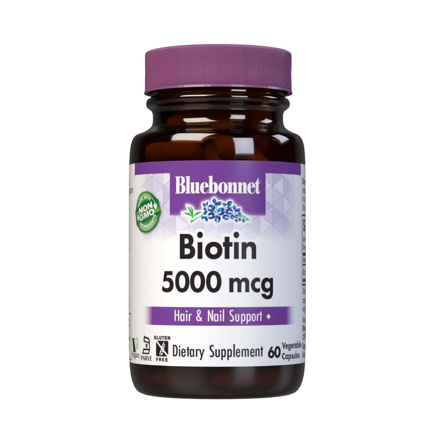 BlueBonnet Biotin 5000 mcg Hair & Nail Support Capsules, 60 Capsules