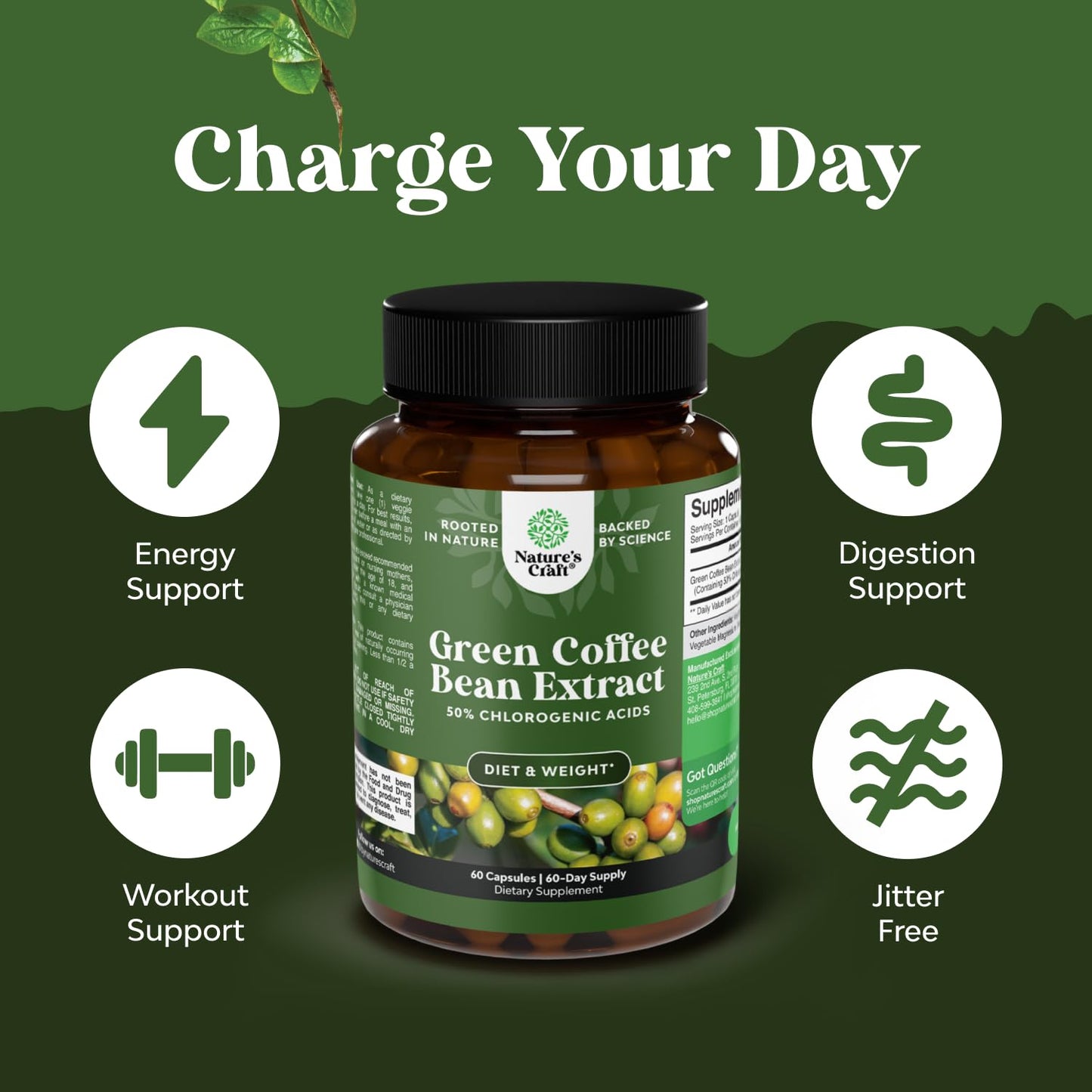 Natures Craft Pure Green Coffee Bean Extract Capsule 60 Count