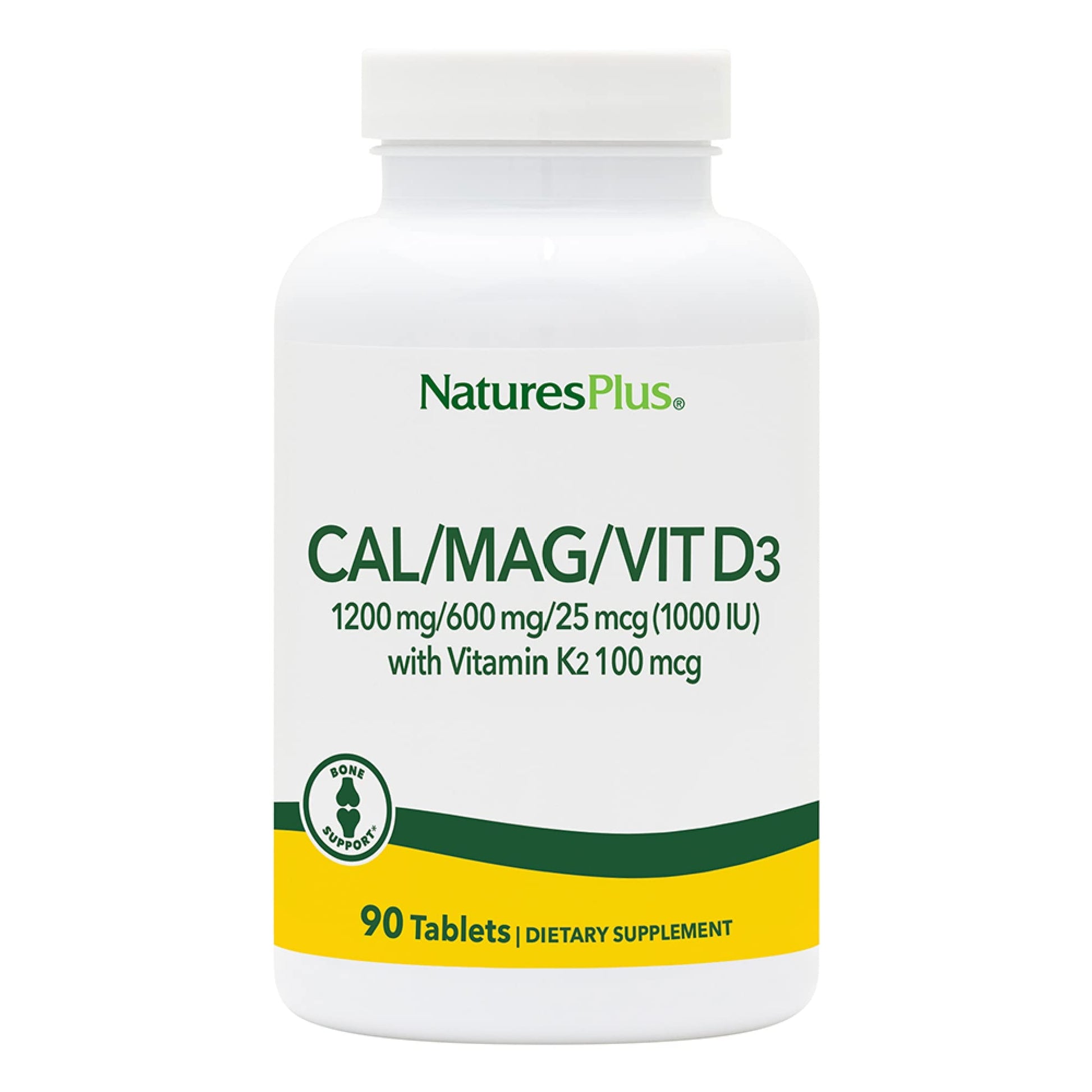 NaturesPlus Calcium Magnesium Vitamin D3 with Vitamin K2 Tablets 90