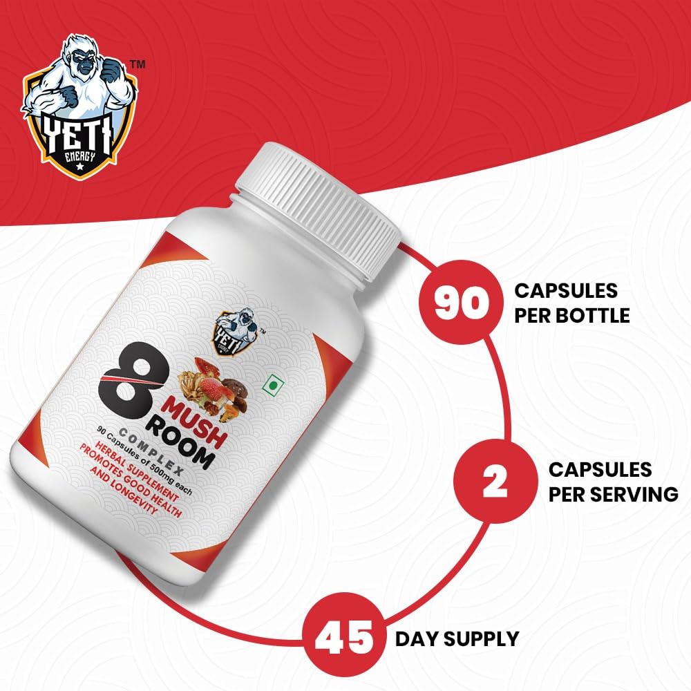 YetiEnergy 8-Mushroom Complex, 90 Capsules