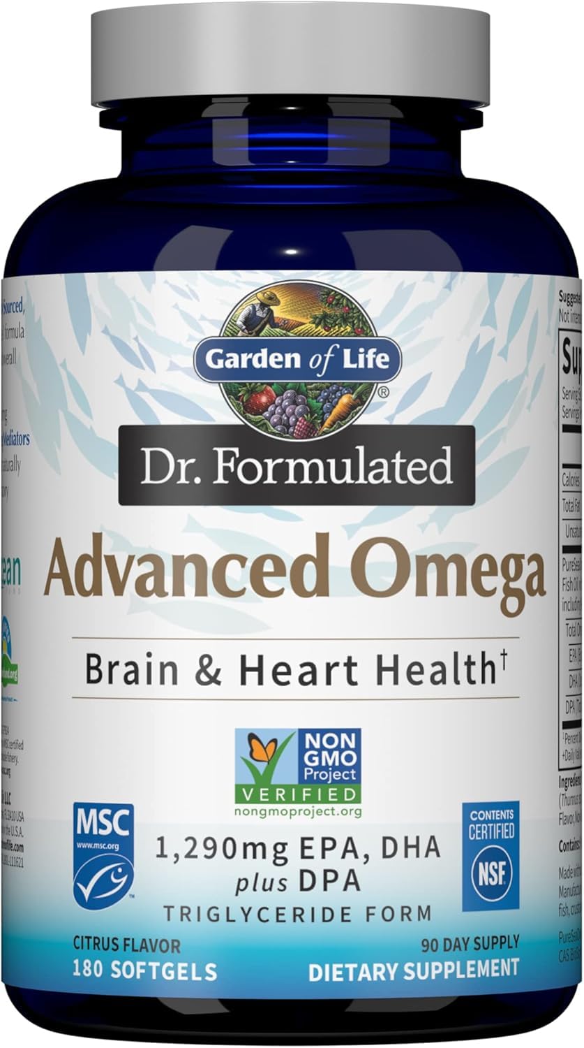 Garden of Life Dr. Formulated Advanced Omega Fish Oil Softgels 180 Count
