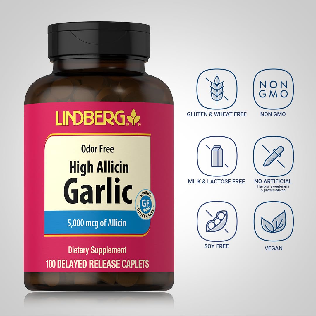 Lindberg Garlic Supplement Caplets, 100 Count