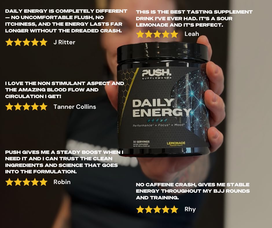 Push Supplements Daily Energy Pre-Workout for Jiu Jitsu Powder 12.66 Ounce