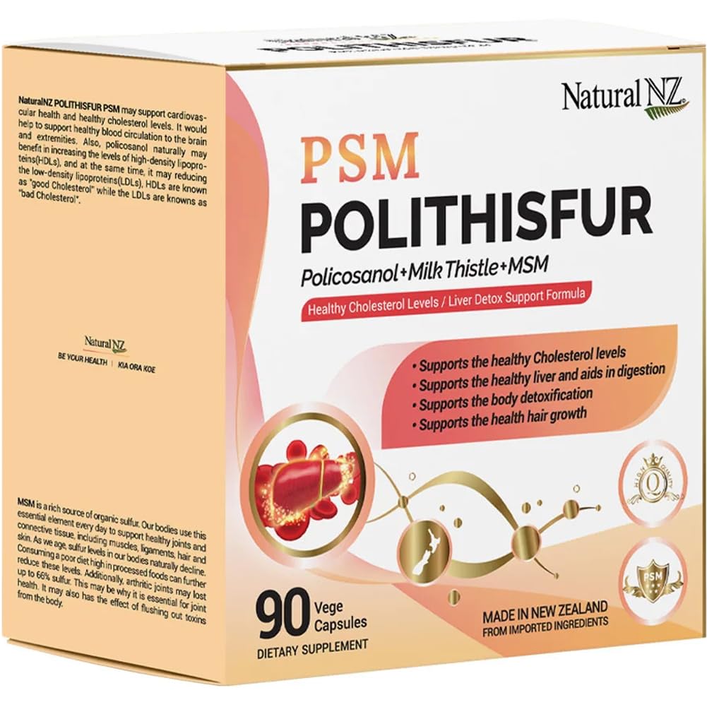 Natural NZ Polithisfur (Policosanol + Milk Thistle + MSM) Vege Capsules, 90