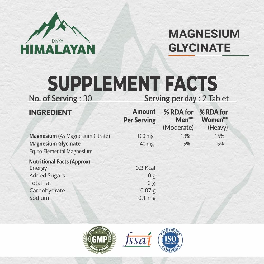 Divya Himalayan Magnesium Glycinate 60 Tablets