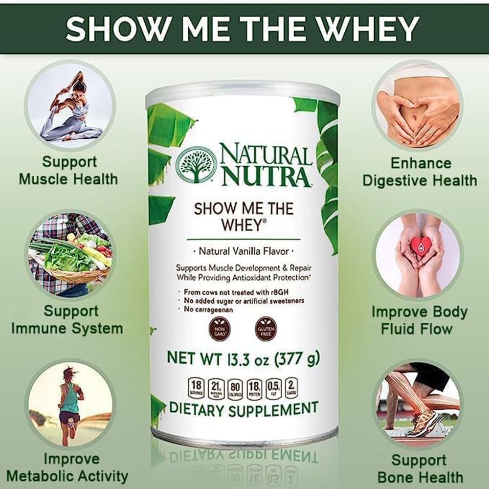 Natural Nutra Grass Fed Vanilla Show Me The Whey Protein Source Powder 13.3 oz