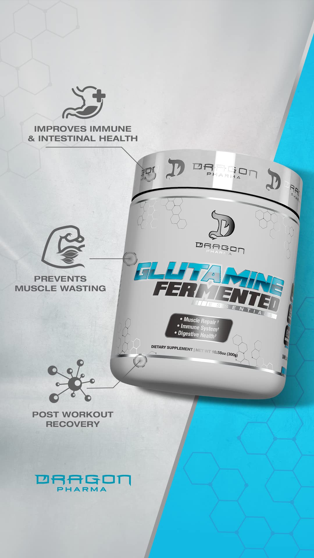Dragon Pharma Fermented Glutamine Powder 10.58 oz
