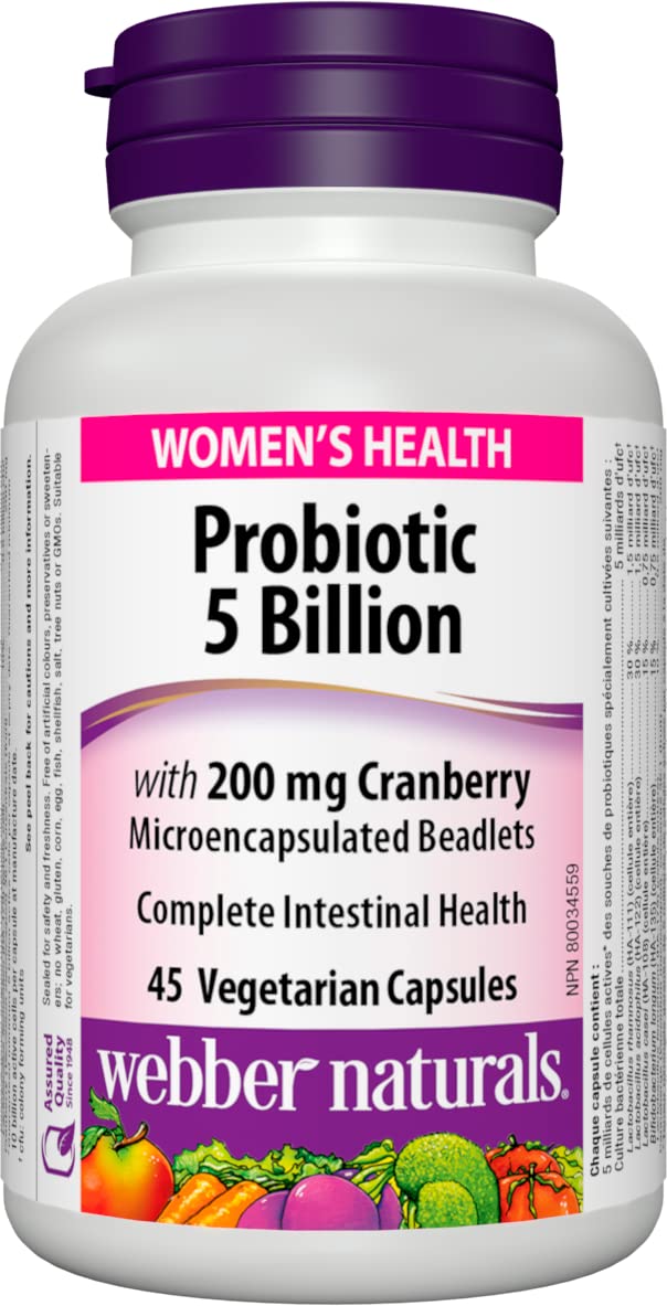 Webber Naturals Women's Multi Probiotic with Cranberry, 45 Capsules