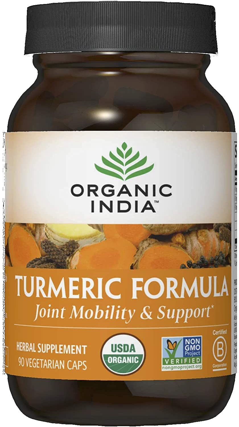 Organic India Turmeric Curcumin Herbal Supplement Capsules, 90 Count