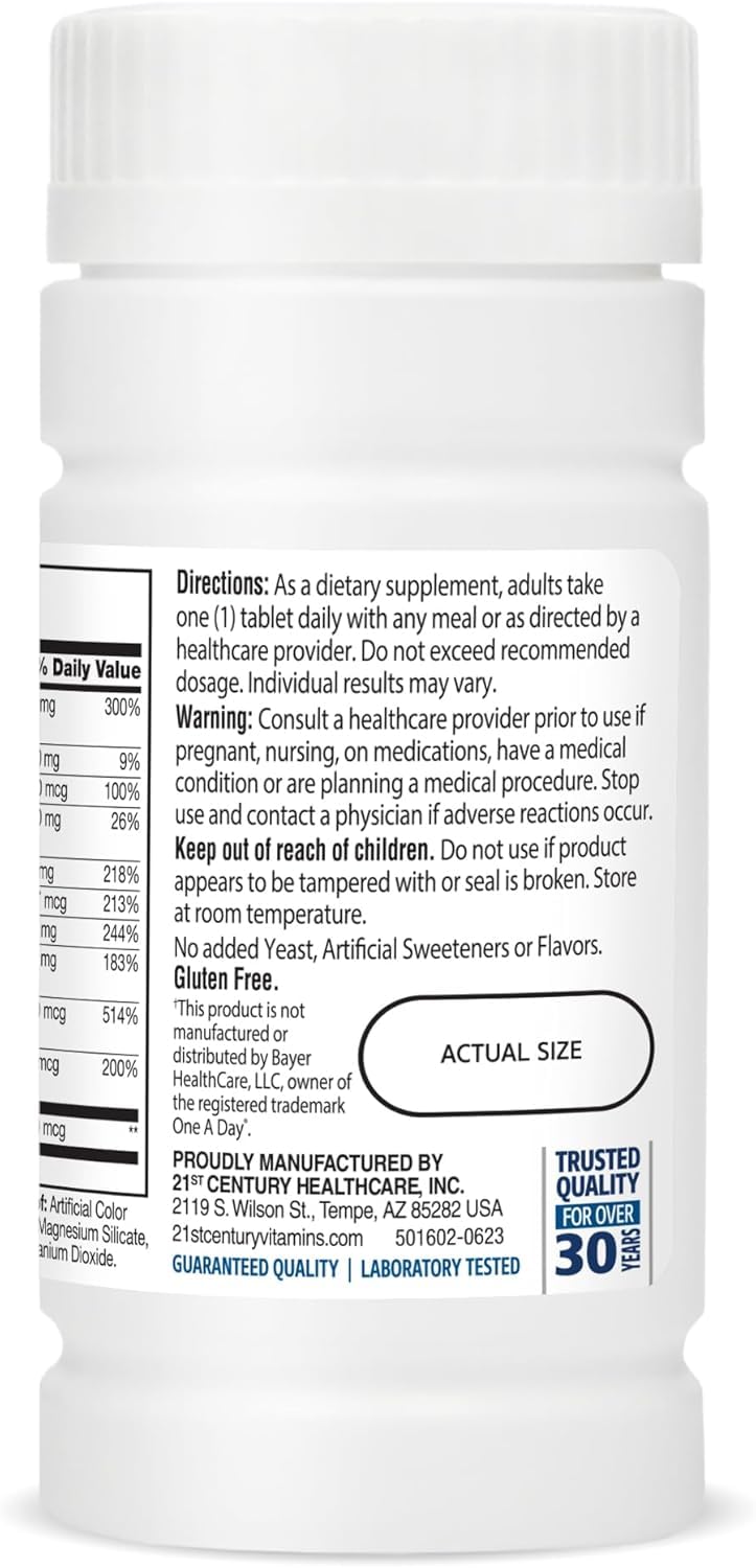 21st Century Men's 50+ One Daily Multivitamin Multimineral Supplement, 300 Tablets