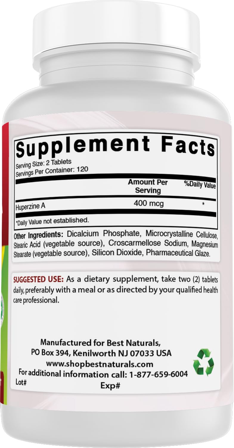 Best Naturals Huperzine A 400 mcg Tablet, 240 Tablets