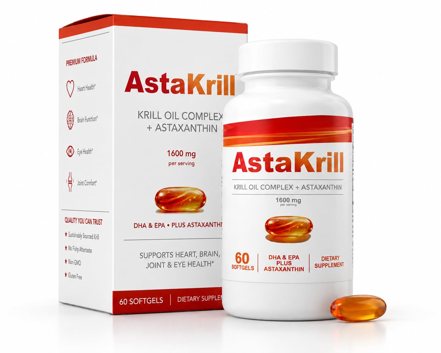 SAP AstaKrill Antarctic Krill Oil 1600mg Softgels 60 Count