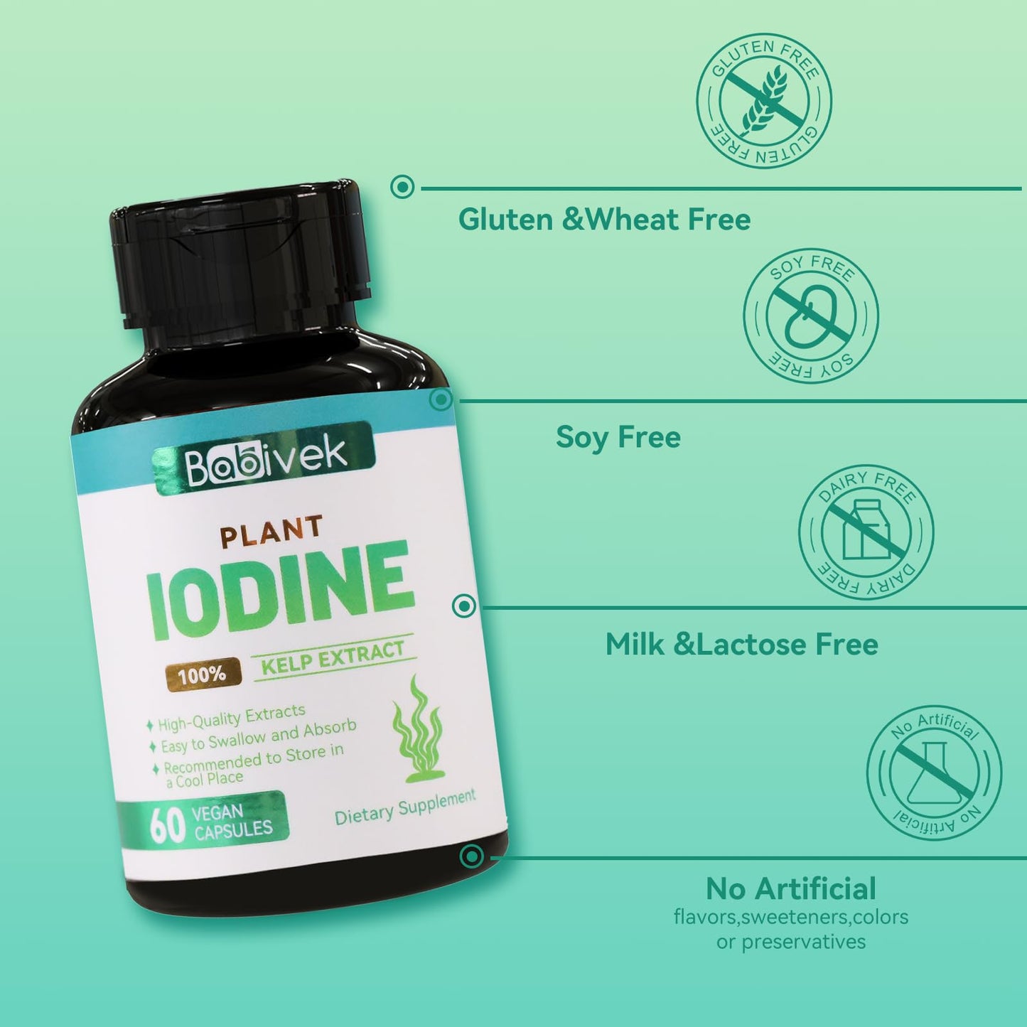 Babivek Iodine Supplement from Sea Vegetable Complex, 60 Vegan Capsules
