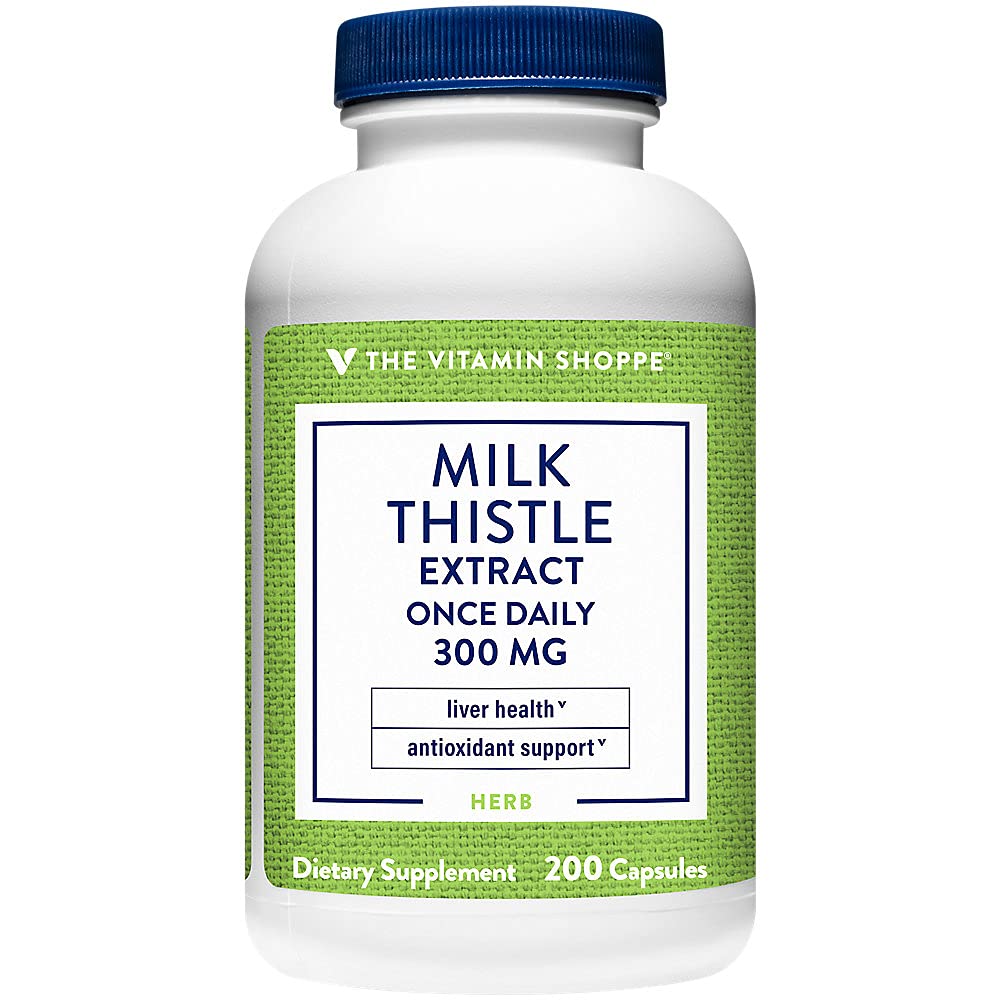 The Vitamin Shoppe Milk Thistle 300 MG - Liver Health Support, Detoxification & Antioxidant Protection Capsules, 200 Count