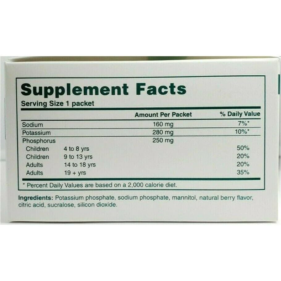 Cypress Pharmaceutical Phos-NaK Dietary Supplement Sodium/Potassium/Phosphorus Unit Dose Powder, 5 Packets