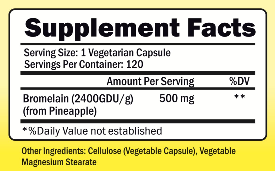 NutriONN Bromelain - 500mg - 2400 GDU Capsule, 120 Count