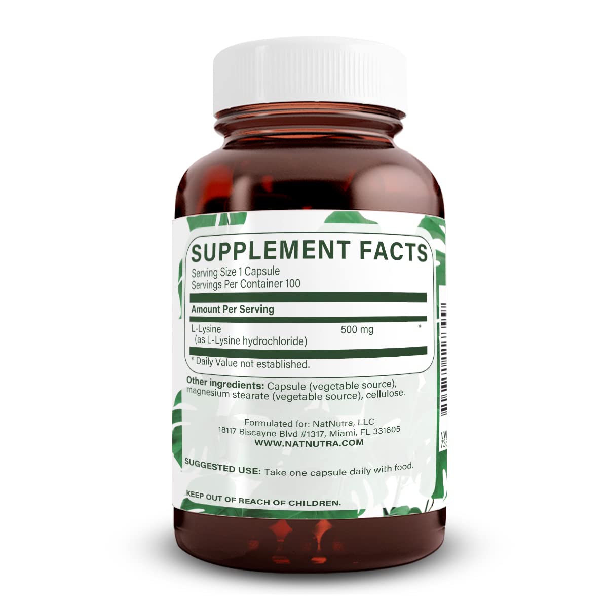 Natural Nutra L-Lysine HCl 500mg Capsule, 100 Capsules